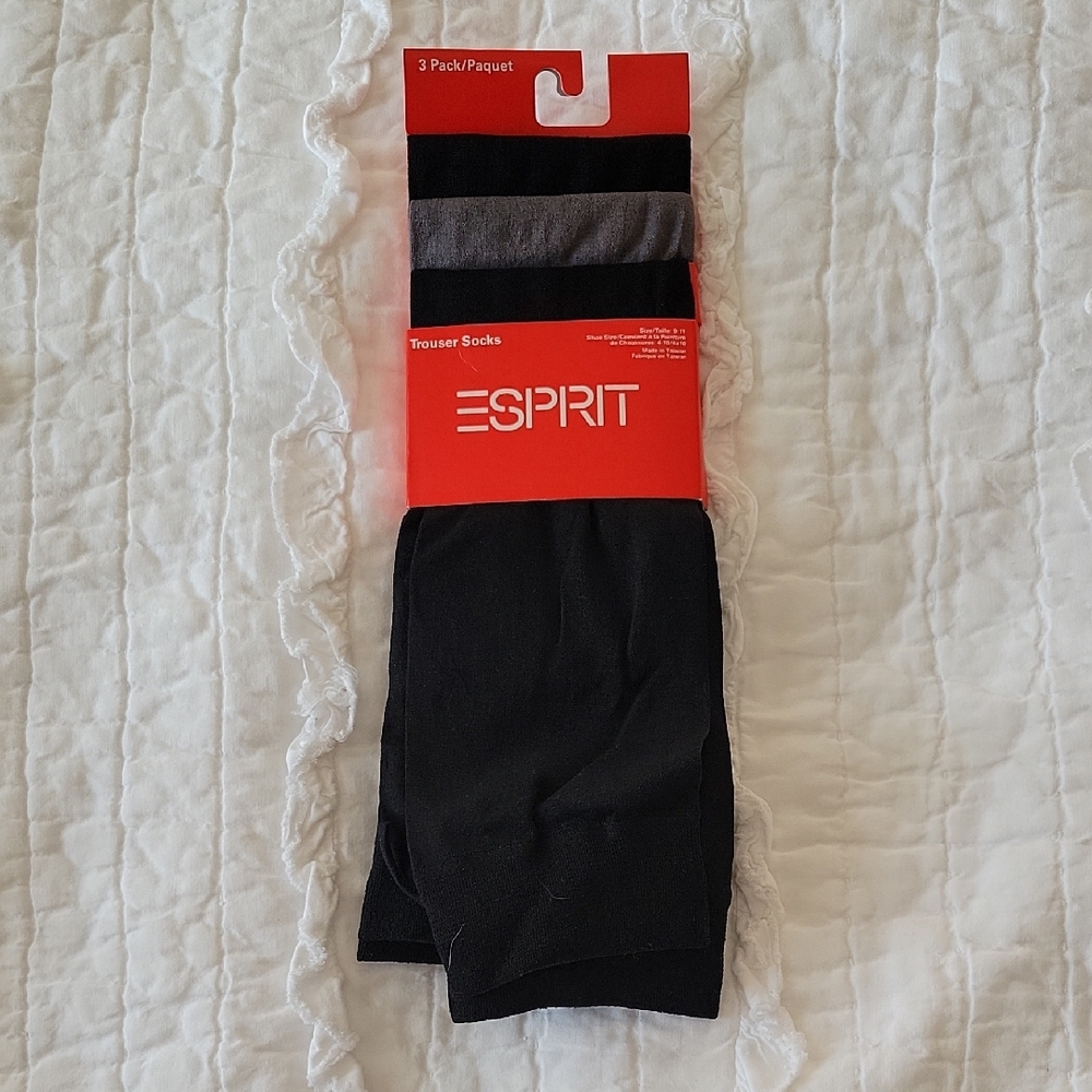 ESPRIT Trouser Socks Black and Gray Set - 3 Pack  Stretch Brand New